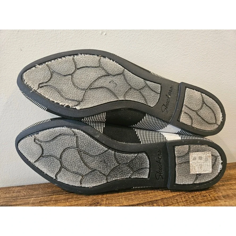 Skechers Cleo Bewitched Black White Knit Air-Cooled Memory Foam‎ Flats Size 8